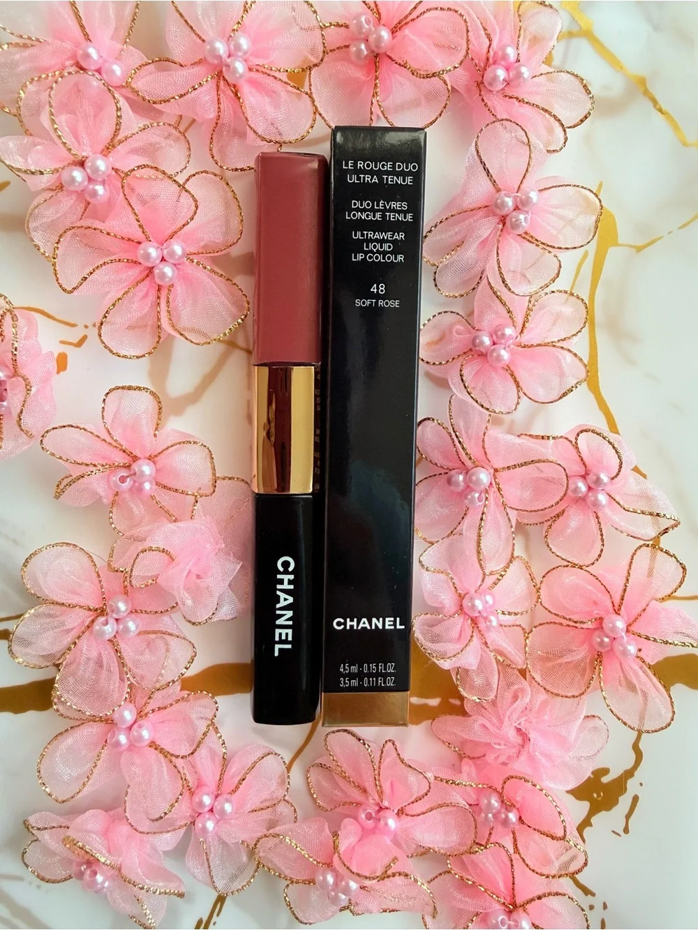 CHANEL 48 Soft Rose Lipstick Le Rouge Duo Ultrawear Liquid Lip Colour New in Box